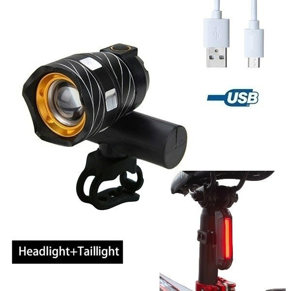 T6 LED Bicycle Light Bike Front Lamp Outdoor MTB Zoomable Torch Headlight USB Rechargeable Waterproof Bike Headlamp Taillight Set T6 LED Bicycle Light Bike Front Lamp Outdoor MTB Zoomable Torch Headlight USB Rechargeable Waterproof Bike Headlamp Taillight Set